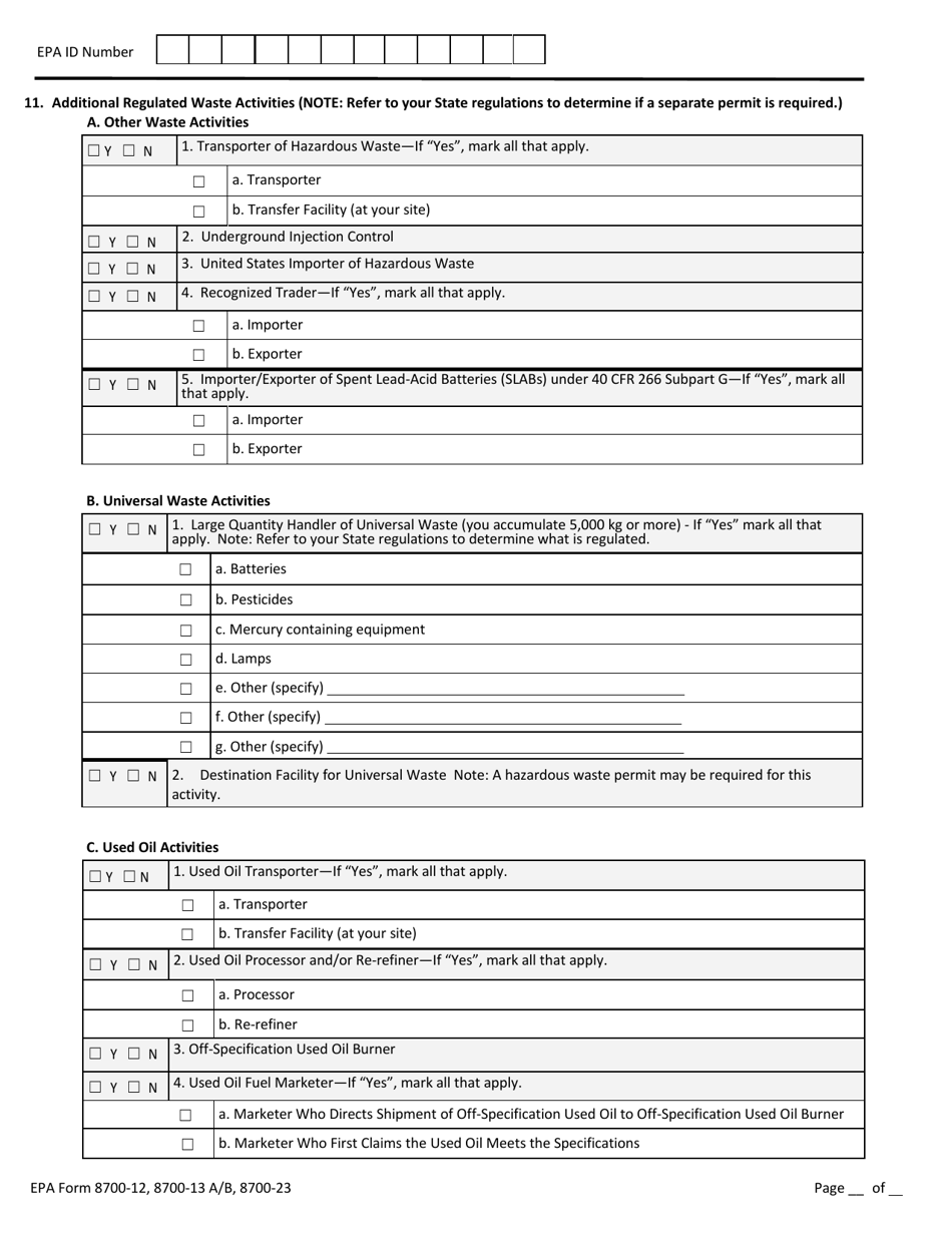EPA Form 8700-12 (8700-13 A / B; 8700-23) Hazardous Waste Report Site Identification Form - New York, Page 4