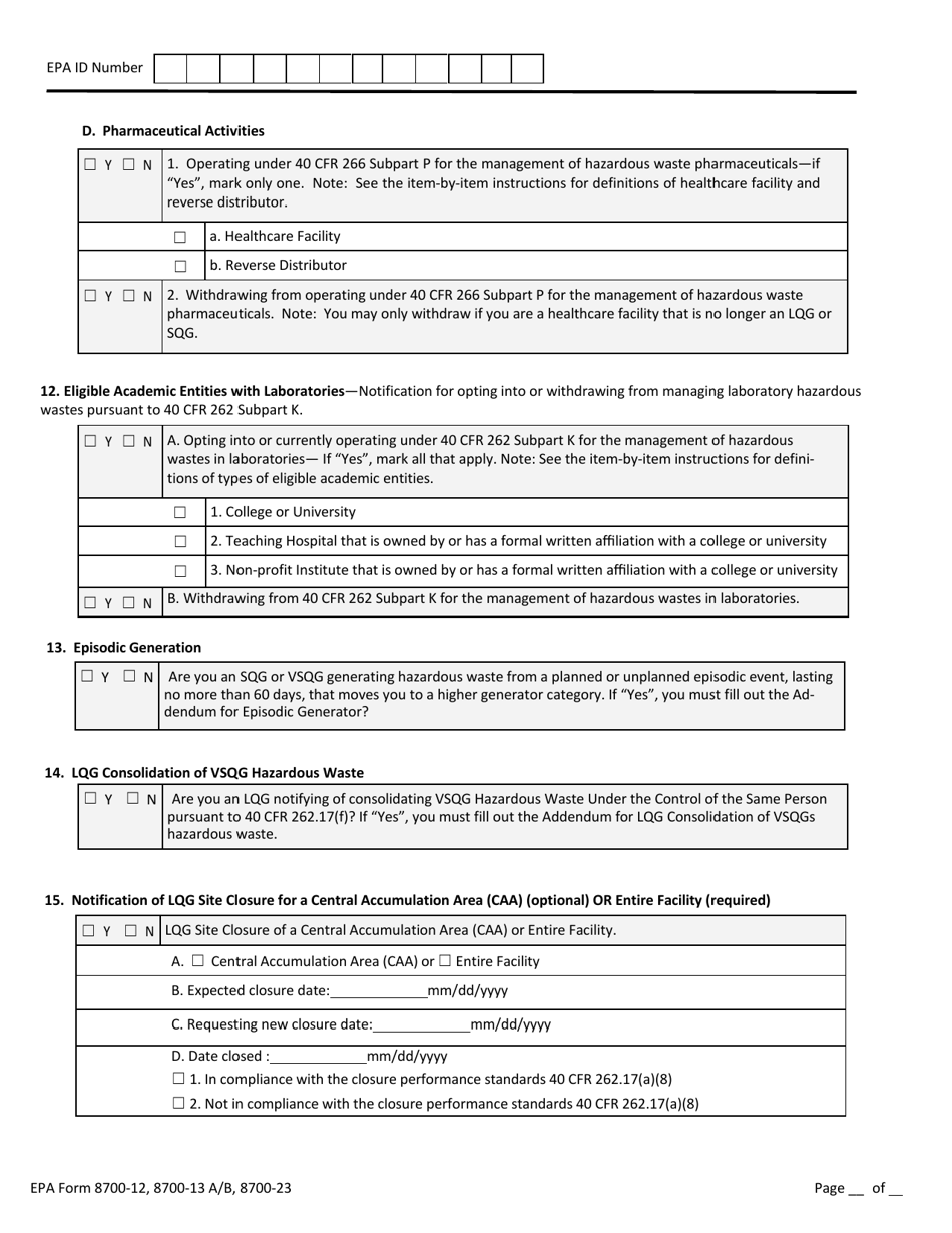 EPA Form 8700-12 (8700-13 A / B; 8700-23) Hazardous Waste Report Site Identification Form - New York, Page 5