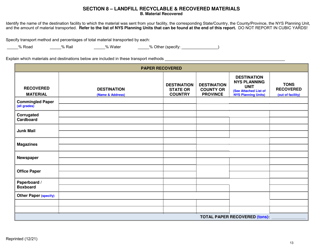 Msw, Industrial or Ash Landfill Annual/Quarterly Report - New York, Page 13