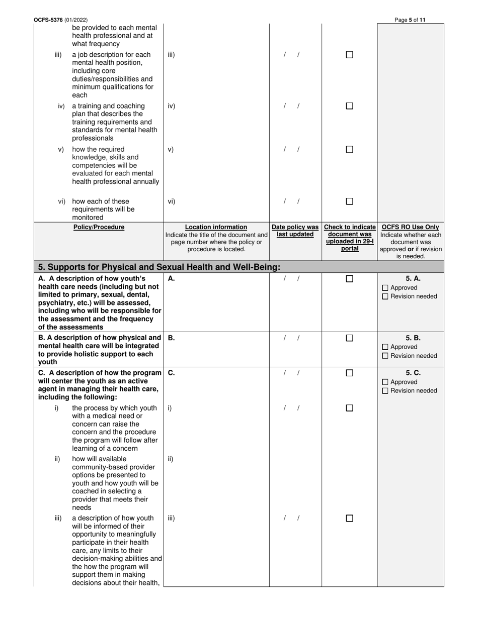 Form OCFS-5376 Empower Program Application Checklist - New York, Page 5