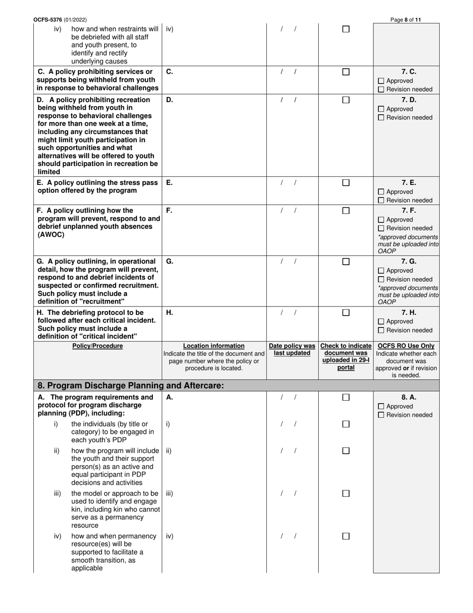 Form OCFS-5376 Empower Program Application Checklist - New York, Page 8