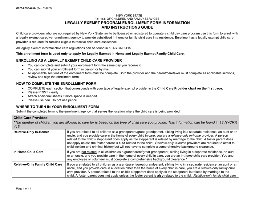 Form OCFS-LDSS-4699  Printable Pdf