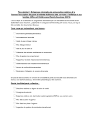 Form RFA-1 Attachment 2 Minimum Submission Requirements for Ocfs Child Care Licensing/Registration - New York (French)
