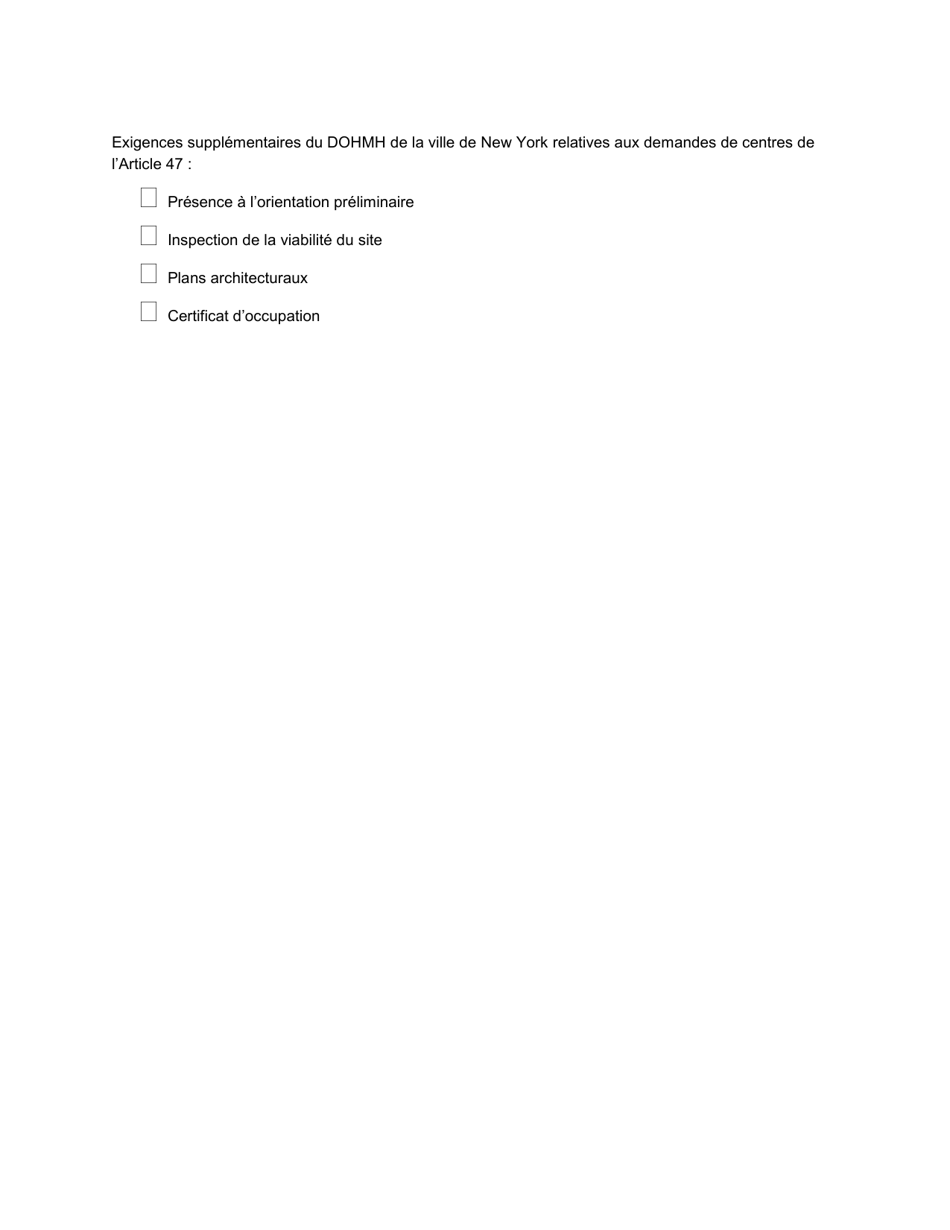 Form RFA-1 Attachment 2 Minimum Submission Requirements for Ocfs Child Care Licensing / Registration - New York (French), Page 3