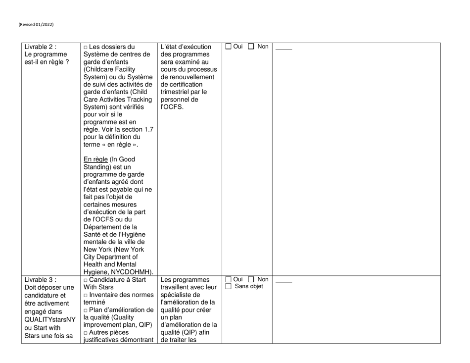 Form RFA-1 Attachment 6 Invest in Ny Child Care Grant on-Going Eligibility Report - New York (French), Page 3