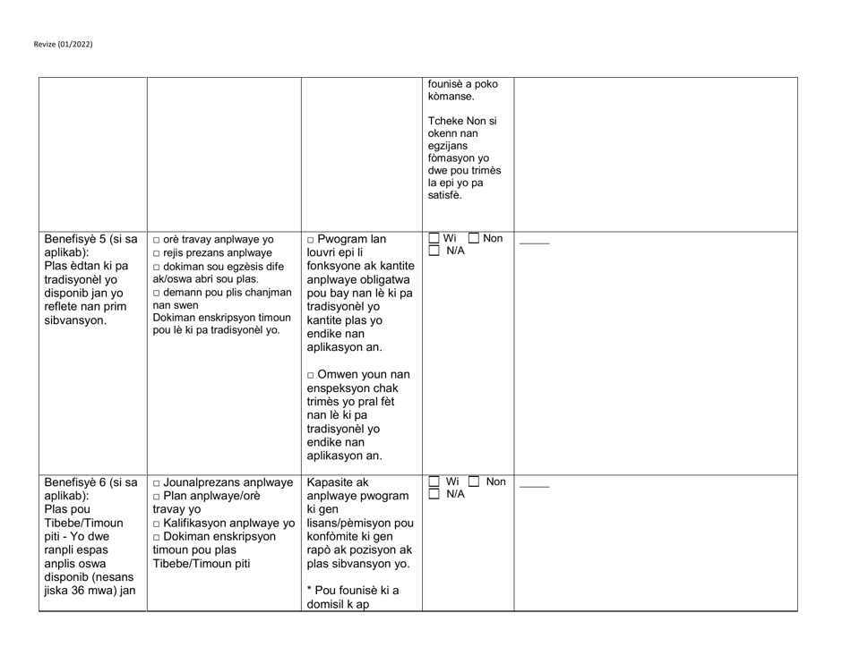 Form RFA-1 Attachment 6 Invest in Ny Child Care Grant on-Going Eligibility Report - New York (Haitian Creole), Page 5