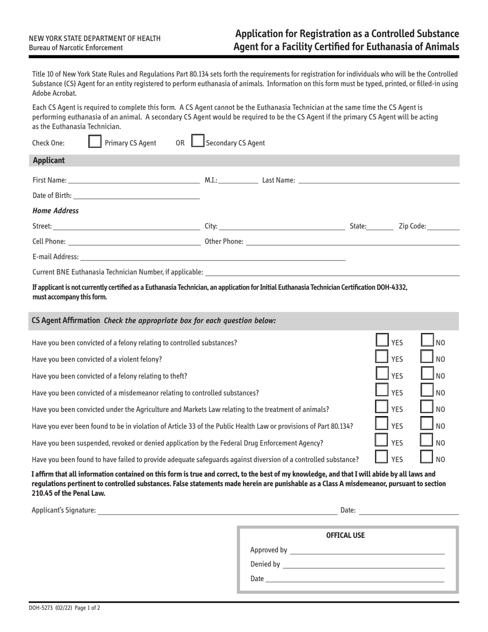 Form Doh-5273 Download Fillable Pdf Or Fill Online Application For 