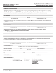 Form DOH-4332 Application for Initial Certification as a Euthanasia Technician for Animals - New York, Page 2