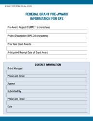 Document preview: Form AC3286-P Federal Grant Pre-award Information for Sfs - New York