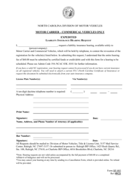 Document preview: Form HF-003 Liability Insurance Hearing Expedited Request for Commercial Vehicles - North Carolina