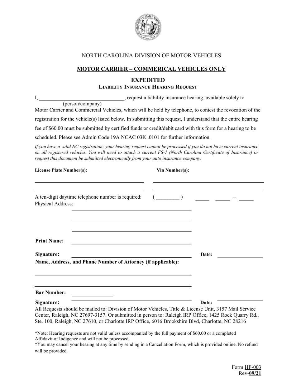Cars Hf Form.pdf Form HF-003 Download Printable PDF or Fill Online Liability Insurance ...
