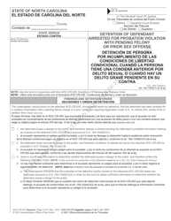 Form AOC-CR-272 Detention of Probationer Arrested for Felony - North Carolina (English/Spanish), Page 3