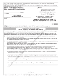 Form AOC-CR-272 Detention of Probationer Arrested for Felony - North Carolina (English/Vietnamese)