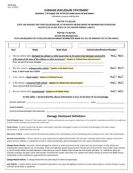 Form MVR-181 Damage Disclosure Statement - North Carolina
