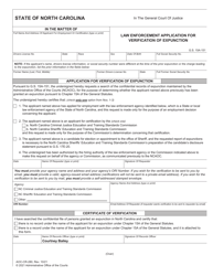 Document preview: Form AOC-CR-280 Law Enforcement Application for Verification of Expunction - North Carolina