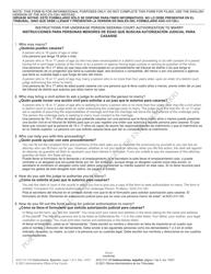 Instructions for Form AOC-CV-120 Complaint for Judicial Authorization for Underage Person to Marry - North Carolina (English/Spanish)