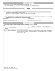 Form AOC-CV-122 Order in Civil Action to Authorize Underage Person to Marry - North Carolina, Page 2