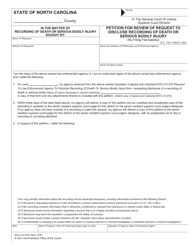 Document preview: Form AOC-CV-276 Petition for Review of Request to Disclose Recording of Death or Serious Bodily Injury - North Carolina
