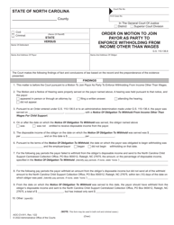 Document preview: Form AOC-CV-911 Order on Motion to Join Payor as Party to Enforce Withholding From Income Other Than Wages - North Carolina