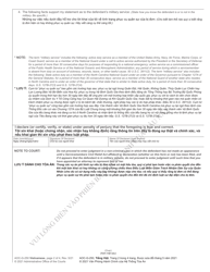 Form AOC-G-250 Servicemembers Civil Relief Act Declaration - North Carolina (English/Vietnamese), Page 2