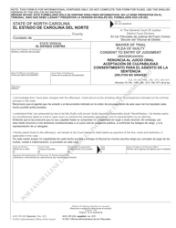 Document preview: Form AOC-CR-202 Waiver of Trial Plea of Guilty Consent to Entry of Judgment (Misdemeanors) - North Carolina (English/Spanish)