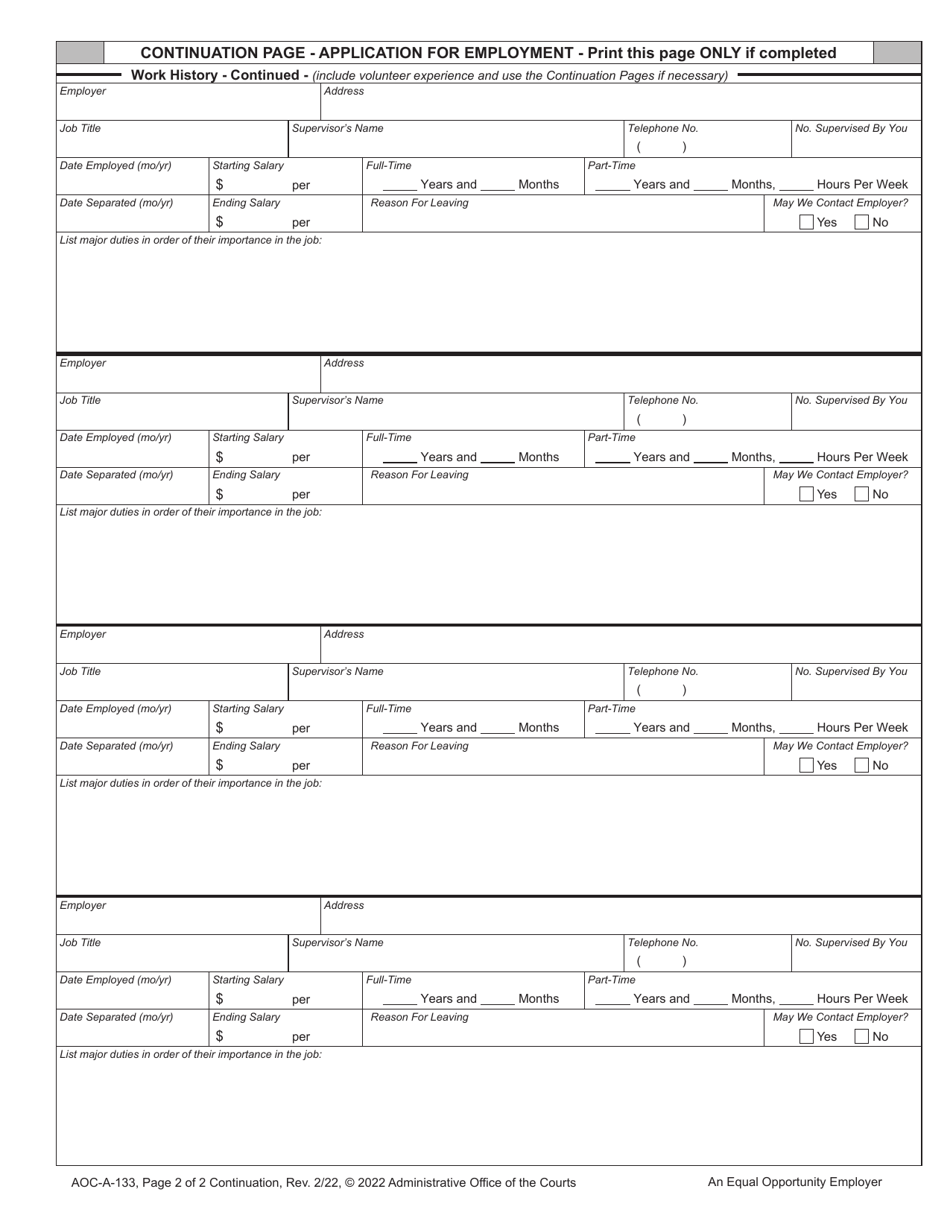 Form AOC-A-133 Application for Employment - North Carolina, Page 6