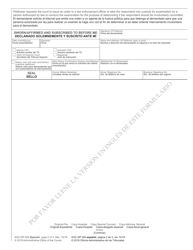 Form AOC-SP-300 Affidavit and Petition for Involuntary Commitment - North Carolina (English/Spanish), Page 2