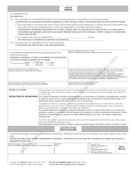 Form AOC-SP-306 Involuntary Commitment Order - Substance Abuse - North Carolina (English/Spanish), Page 3