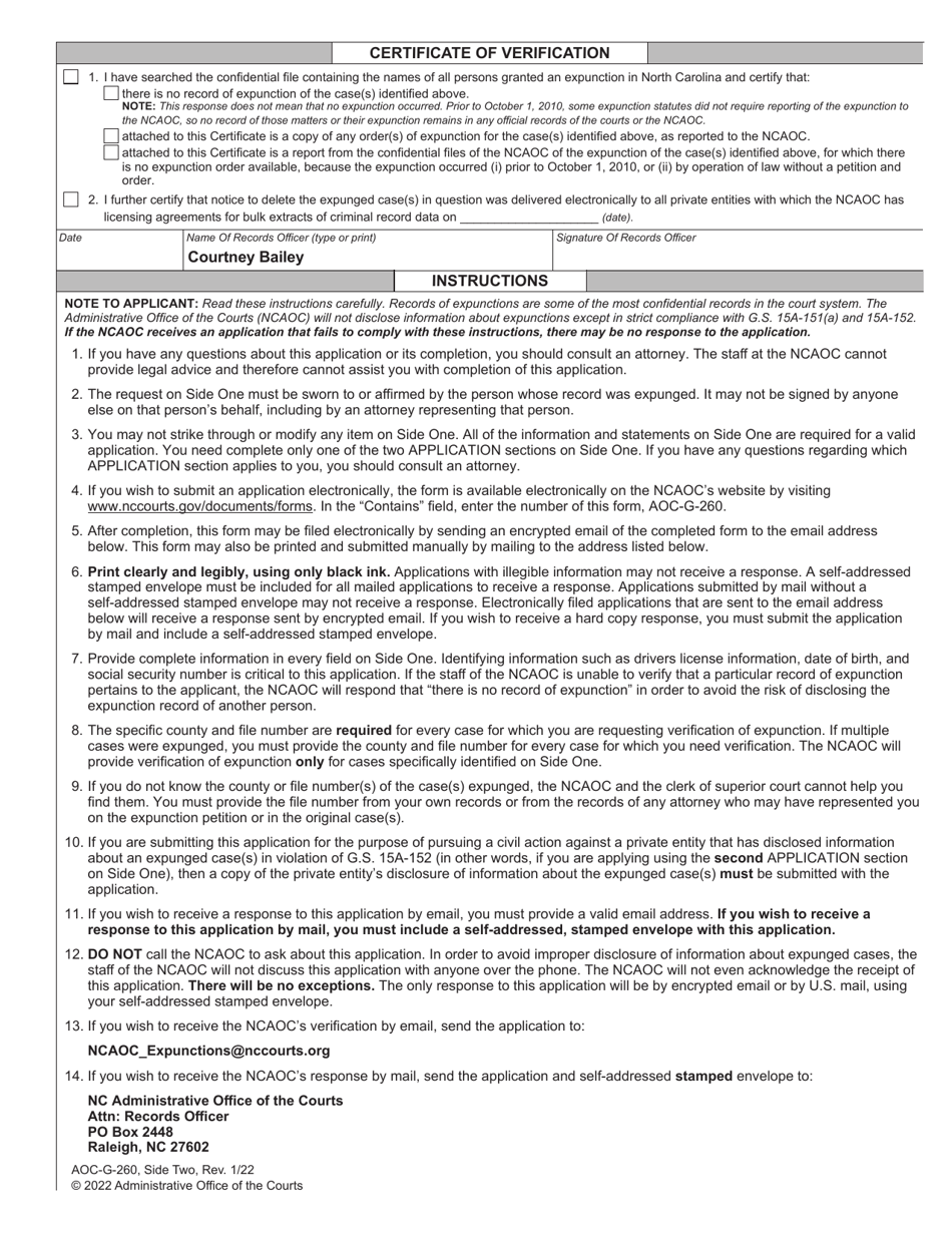 Form AOC-G-260 Download Fillable PDF or Fill Online Application for ...