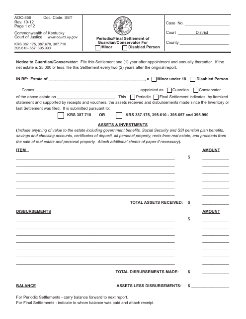 Form AOC-856  Printable Pdf