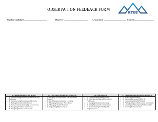 Document preview: Observation Feedback Form - Rtec