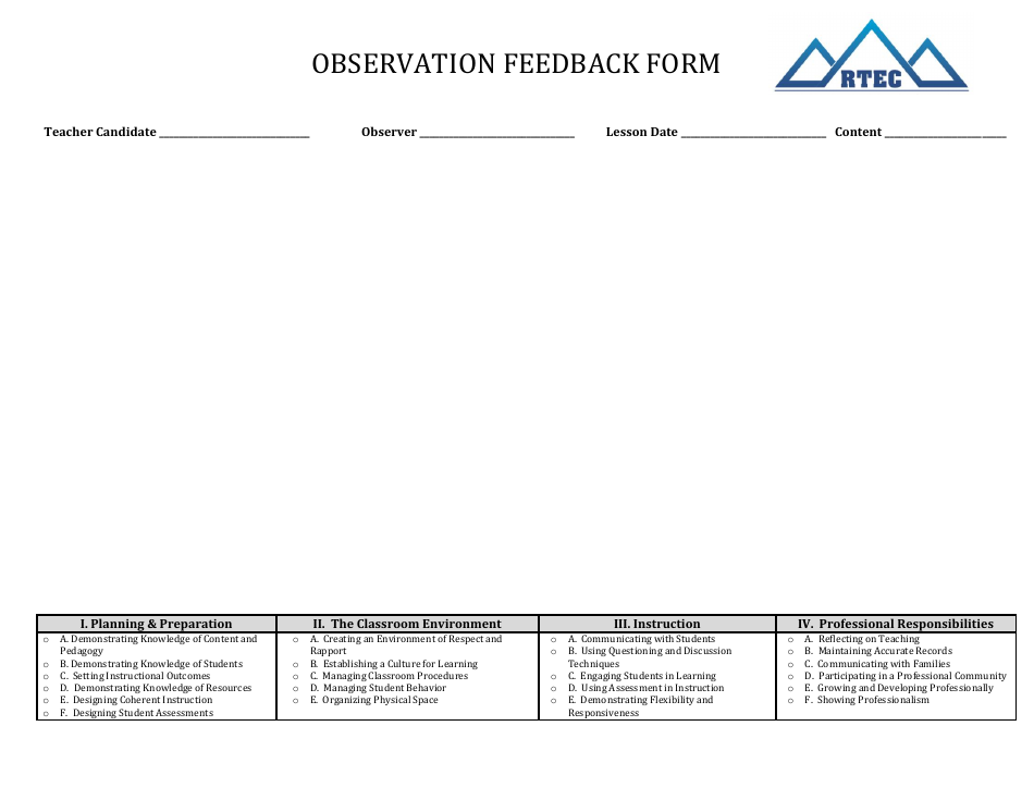 Observation Feedback Form - Rtec, Page 1