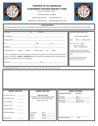 Document preview: Government Records Request Form - Township of Hillsborough, New Jersey