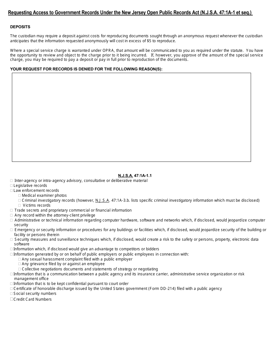 Government Records Request Form - Township of Hillsborough, New Jersey, Page 2