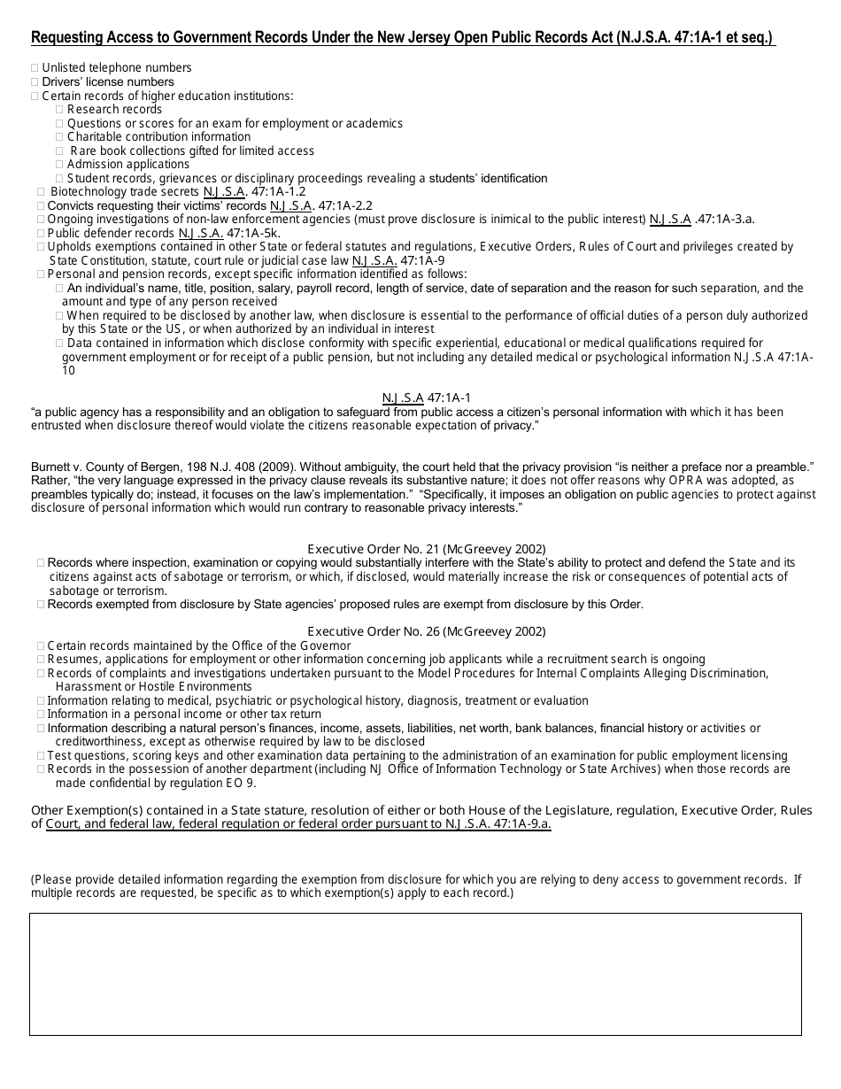 Government Records Request Form - Township of Hillsborough, New Jersey, Page 3