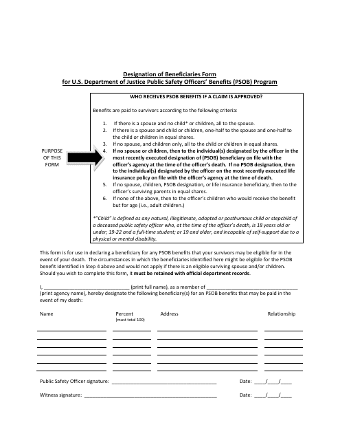 Designation of Beneficiaries Form