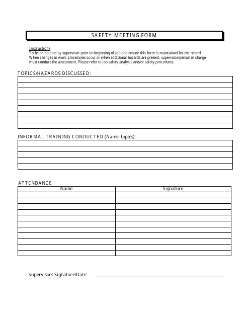 &quot;Safety Meeting Form&quot; Download Pdf