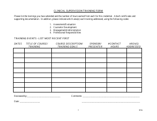 Document preview: Clinical Supervision Training Form