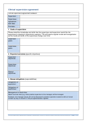 Clinical Supervision Agreement Form - Queensland Centre for Mental Health Learning - Queensland, Australia