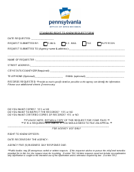 &quot;Standard Right-To-Know Request Form&quot; - Pennsylvania