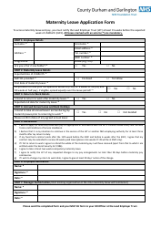 Document preview: Maternity Leave Application Form - Nhs - County Durham and Darlington, United Kingdom