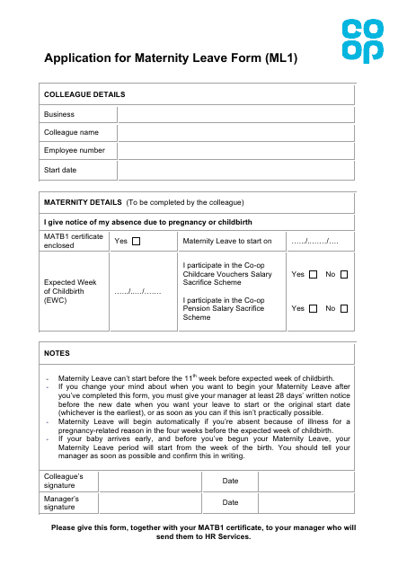 Maternity leave form