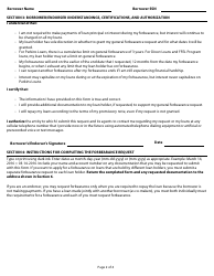 Form 1845-0031 General Forbearance Request, Page 2