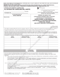 Document preview: Form AOC-J-151 Order on Need for Continued Nonsecure Custody (Abuse/Neglect/Dependency) - North Carolina (English/Spanish)