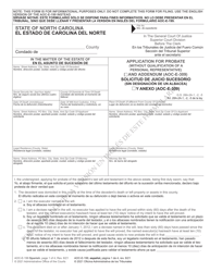 Document preview: Form AOC-E-199 Application for Probate (Without Qualification of a Personal Representative) - North Carolina (English/Spanish)