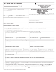 Form AOC-E-208 &quot;Application for Appointment of Guardian for a Minor&quot; - North Carolina