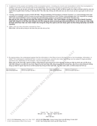 Form AOC-E-206 Application for Letters of Guardianship for an Incompetent Person - North Carolina (English/Vietnamese), Page 2