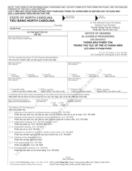 Form AOC-J-240A Notice of Hearing in Juvenile Proceeding (Delinquent) - North Carolina (English/Vietnamese)