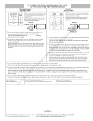 Form AOC-CR-600A Worksheet Prior Record Level for Felony Sentencing and Prior Conviction Level for Misdemeanor Sentencing (Structured Sentencing)(For Offenses Committed Before Dec. 1, 2009) - North Carolina (English/Vietnamese), Page 2