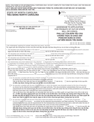 Form AOC-E-309 Addendum to Application for Probate of Out-of-State Will or Codicil - North Carolina (English/Vietnamese)